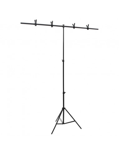 Supporto per Sfondo a T Nero 151x60x(70-200) cm