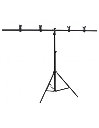 Supporto per Sfondo a T Nero 151x60x(70-200) cm