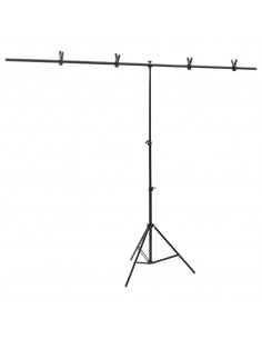 Supporto per Sfondo a T Nero 201x60x(70-200) cm 2