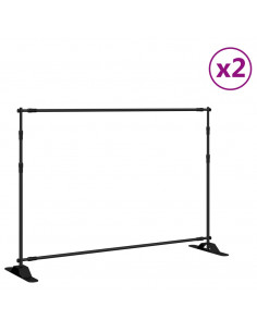 Supporti per Fondali 2 pz Neri 305x243 cm in Acciaio 2
