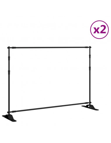 Supporti per Fondali 2 pz Neri 305x243 cm in Acciaio