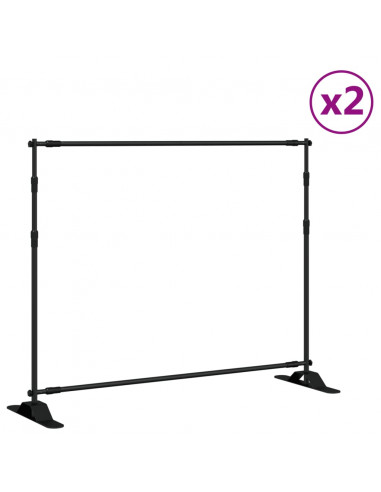 Supporti per Fondali 2 pz Neri 254x243 cm in Acciaio