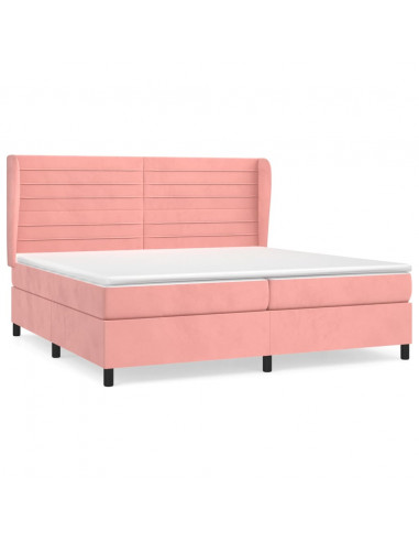 Giroletto a Molle con Materasso Rosa 200x200 cm in Velluto