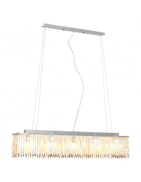 Lampadario con Perle di Cristallo Argento 104 cm E14