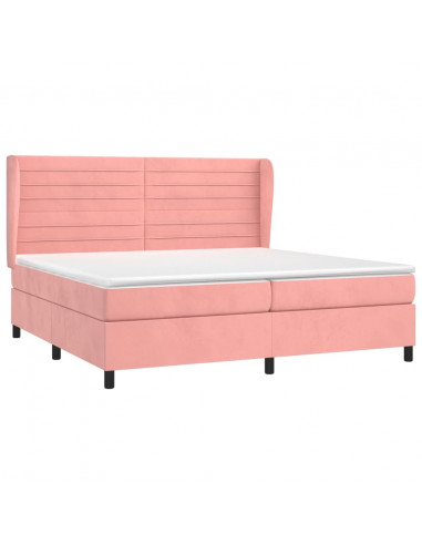 Giroletto a Molle con Materasso Rosa 200x200 cm in Velluto