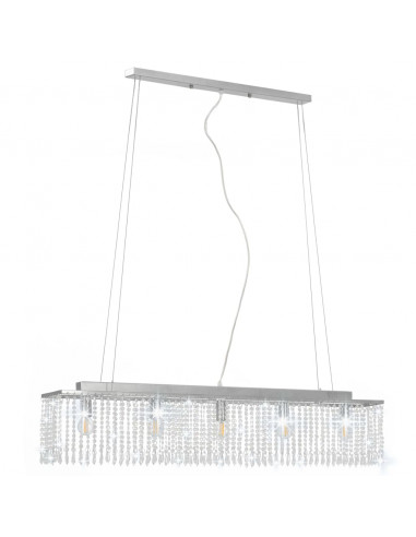 Lampadario con Perle di Cristallo Argento 104 cm E14