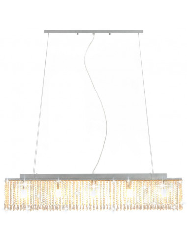 Lampadario con Perle di Cristallo Argento 104 cm E14