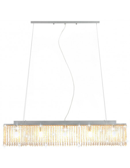 Lampadario con Perle di Cristallo Argento 104 cm E14