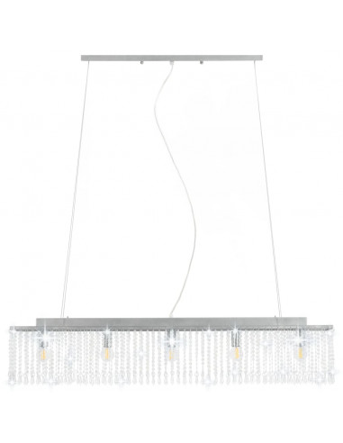 Lampadario con Perle di Cristallo Argento 104 cm E14