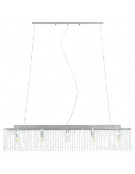 Lampadario con Perle di Cristallo Argento 104 cm E14