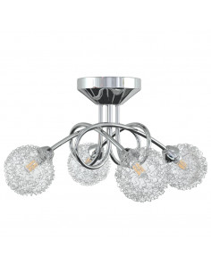 Lampada da Soffitto con Paralumi in Rete per 4 Luci LED G9 2