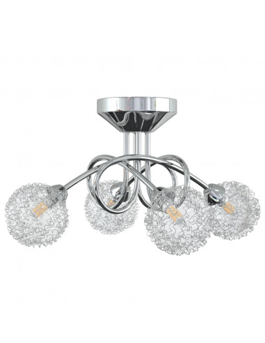 Lampada da Soffitto con Paralumi in Rete per 4 Luci LED G9