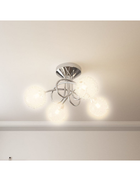 Lampada da Soffitto con Paralumi in Rete per 4 Luci LED G9