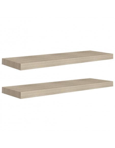 Scaffali a Parete 2 pz Rovere 80x23,5x3,8 cm in MDF