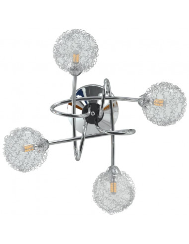 Lampada da Soffitto con Paralumi in Rete per 4 Luci LED G9