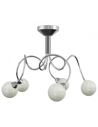 Lampada Soffitto con Paralumi Tondi in Vetro per 5 Luci LED G9