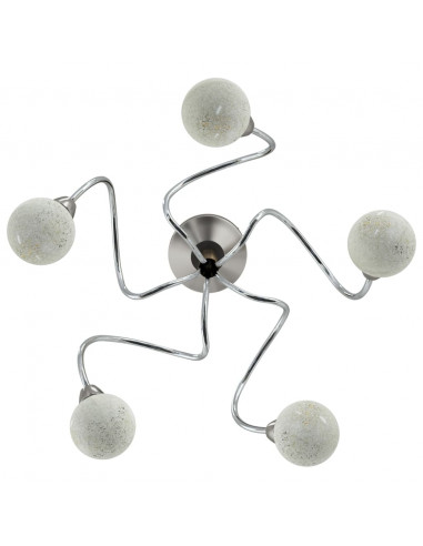 Lampada Soffitto con Paralumi Tondi in Vetro per 5 Luci LED G9