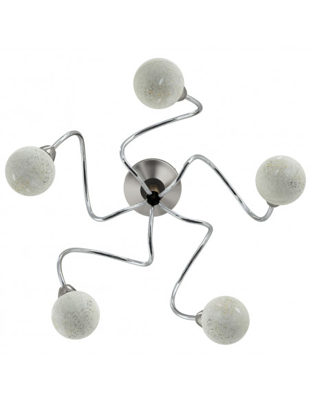 Lampada Soffitto con Paralumi Tondi in Vetro per 5 Luci LED G9