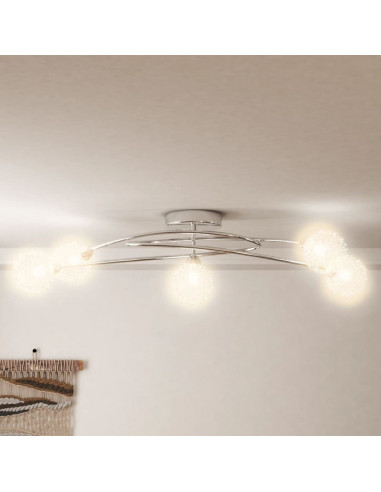 Lampada da Soffitto con Paralumi in Rete per 5 Luci LED G9