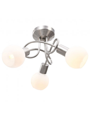 Lampadario Paralume in Ceramica a Coppa Bianco 3 Lampadine E14