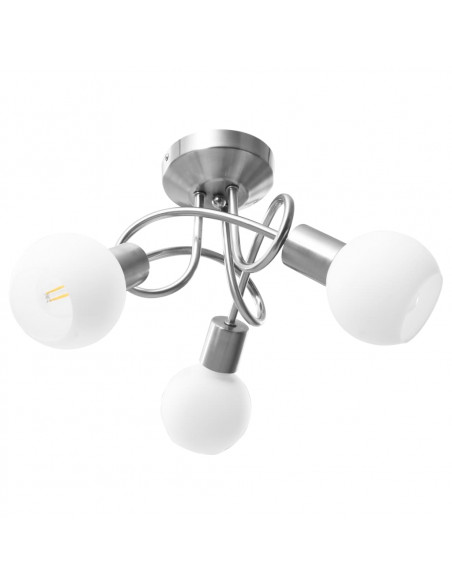Lampadario Paralume in Ceramica a Coppa Bianco 3 Lampadine E14