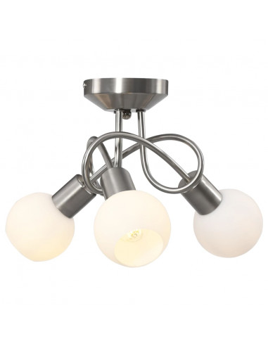 Lampadario Paralume in Ceramica a Coppa Bianco 3 Lampadine E14
