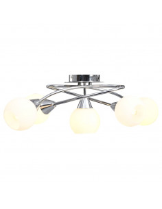 Lampadario con Paralumi in Ceramica 5 Lampadine E14  a Coppa 2