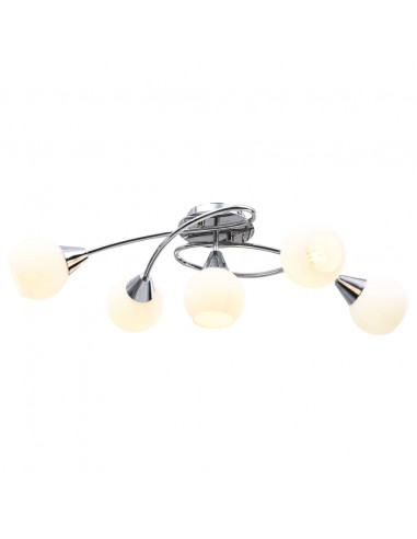 Lampadario con Paralumi in Ceramica 5 Lampadine E14  a Coppa