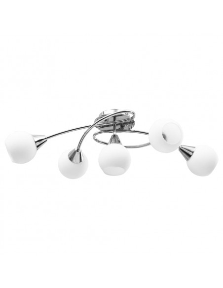 Lampadario con Paralumi in Ceramica 5 Lampadine E14  a Coppa