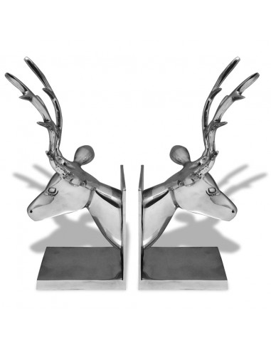 Fermalibri a Forma di Cervo 2 pz Alluminio Argento