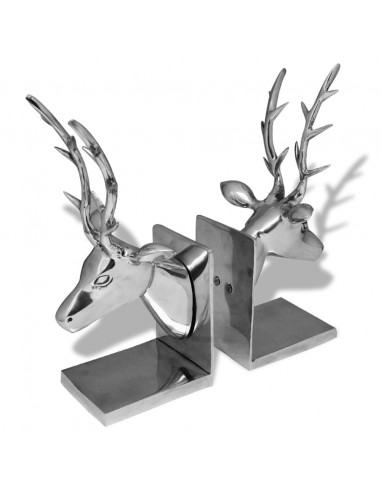 Fermalibri a Forma di Cervo 2 pz Alluminio Argento