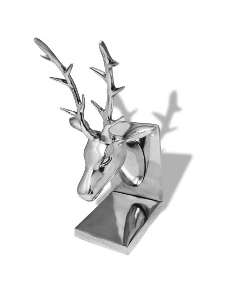 Fermalibri a Forma di Cervo 2 pz Alluminio Argento