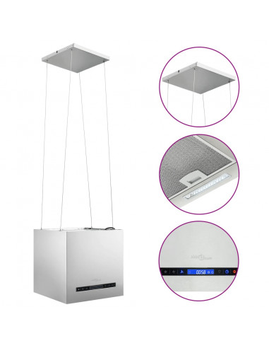 Cappa da Cucina ad Isola Sospesa LCD con Sensore 37 cm Acciaio