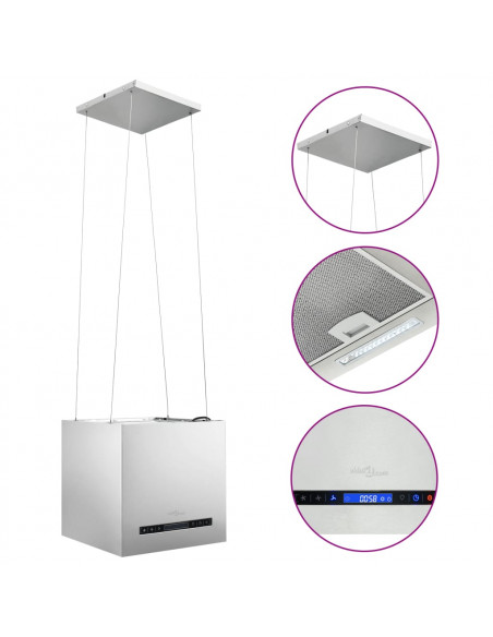 Cappa da Cucina ad Isola Sospesa LCD con Sensore 37 cm Acciaio
