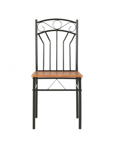 Set da Pranzo 5 pz in MDF e Acciaio Marrone