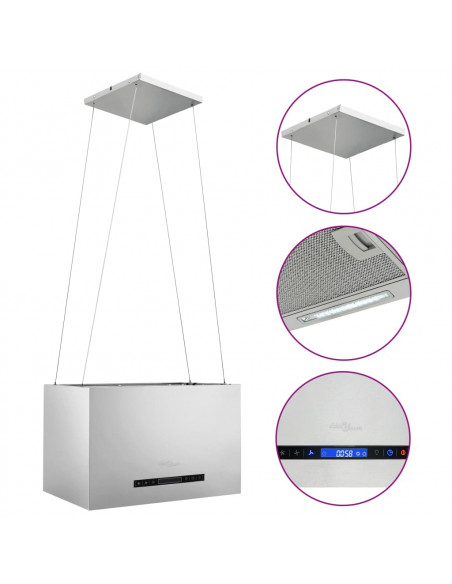 Cappa da Cucina ad Isola Sospesa LCD con Sensore 55 cm Acciaio