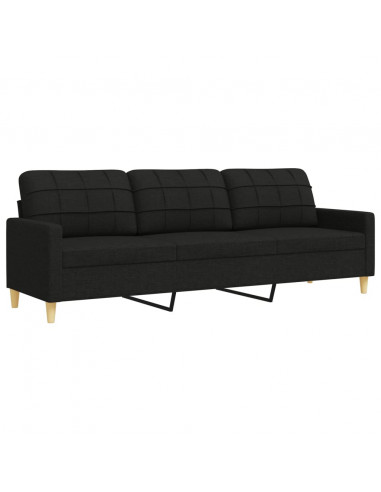 Set Divani 2 pz con Cuscini Decorativi Nero in Tessuto