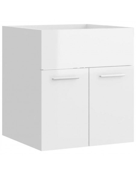 Set Mobili da Bagno Bianco Lucido in Legno Multistrato
