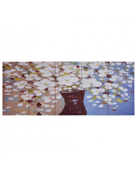 Set Stampa su Tela da Muro Fiori in Vaso Multicolore 150x60 cm