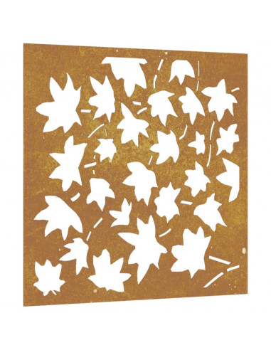 Decorazione Muro Giardino 55x55 cm Foglia Acero Acciaio Corten