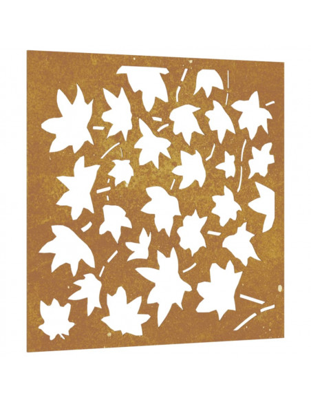 Decorazione Muro Giardino 55x55 cm Foglia Acero Acciaio Corten