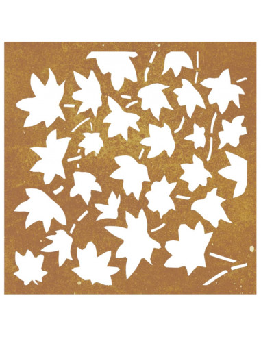Decorazione Muro Giardino 55x55 cm Foglia Acero Acciaio Corten