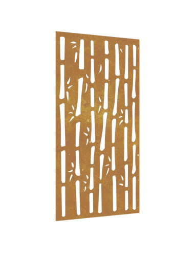 Decorazione Muro da Giardino 105x55 cm Bambù in Acciaio Corten