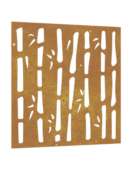 Decorazione Muro da Giardino 55x55 cm Bambù in Acciaio Corten