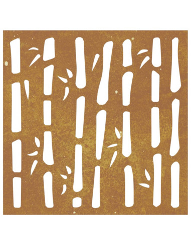 Decorazione Muro da Giardino 55x55 cm Bambù in Acciaio Corten