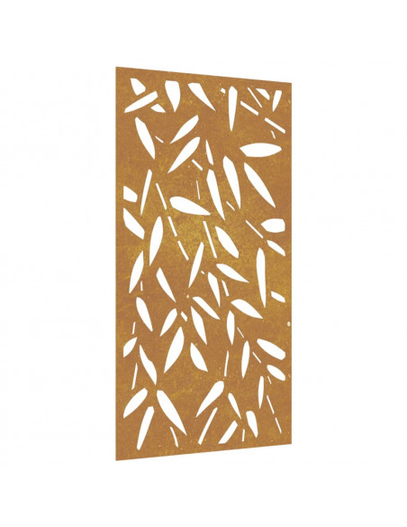 Decorazione Muro Giardino 105x55 cm Foglie Bambù Acciaio Corten