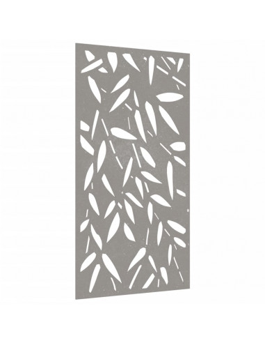 Decorazione Muro Giardino 105x55 cm Foglie Bambù Acciaio Corten