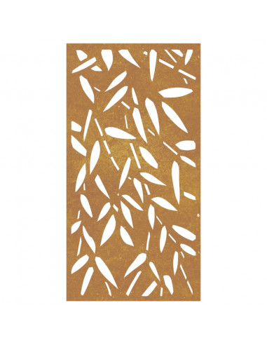 Decorazione Muro Giardino 105x55 cm Foglie Bambù Acciaio Corten