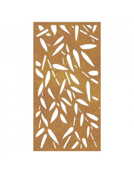 Decorazione Muro Giardino 105x55 cm Foglie Bambù Acciaio Corten