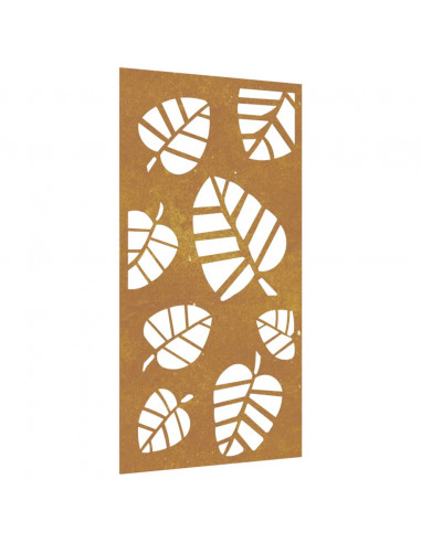Decorazione Muro da Giardino 105x55 cm Foglia Acciaio Corten